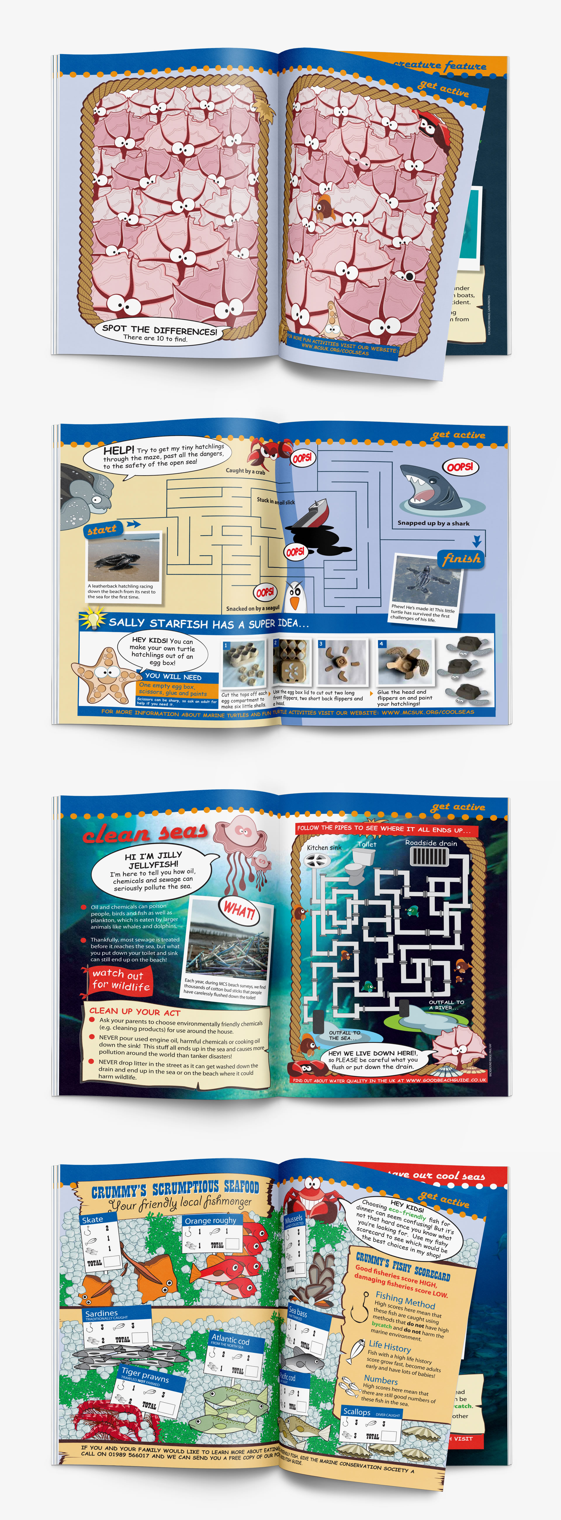 Internal workbook pages featuring puzzles and illustrations