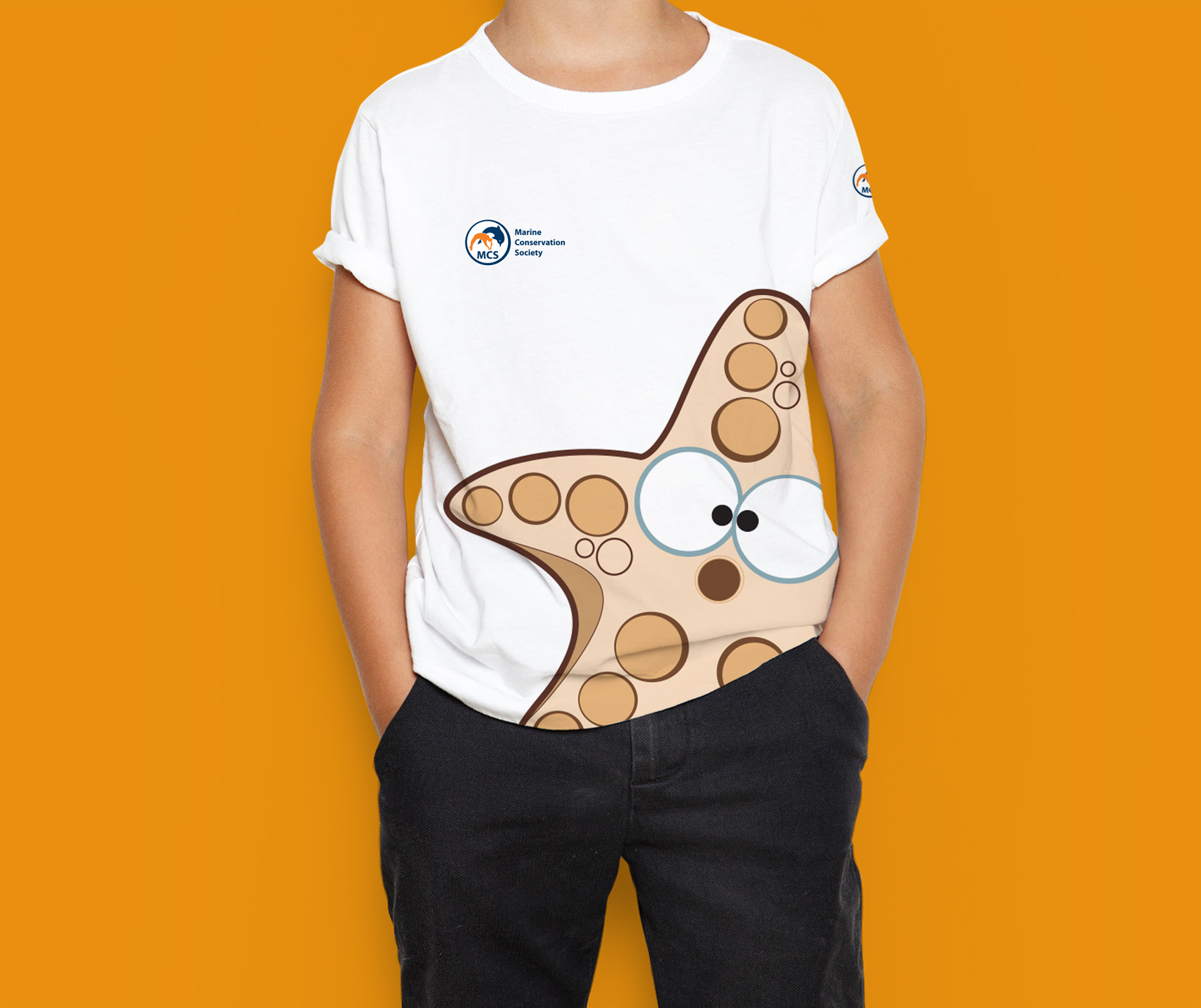 T-shirt design featuring starfish character