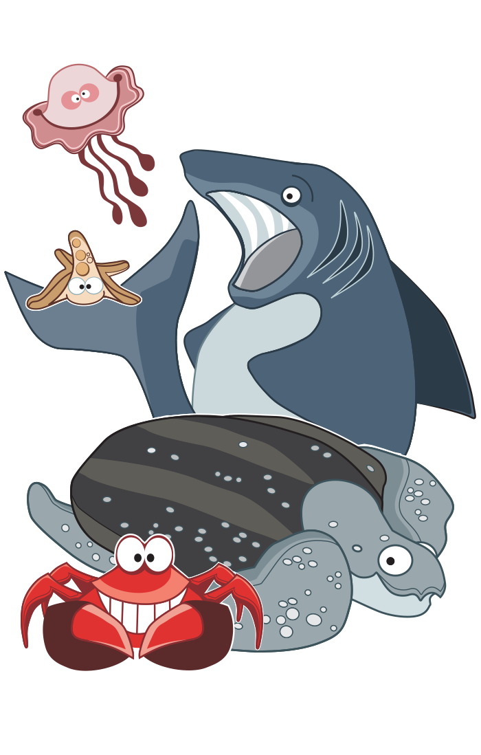Illustration of sea creature team