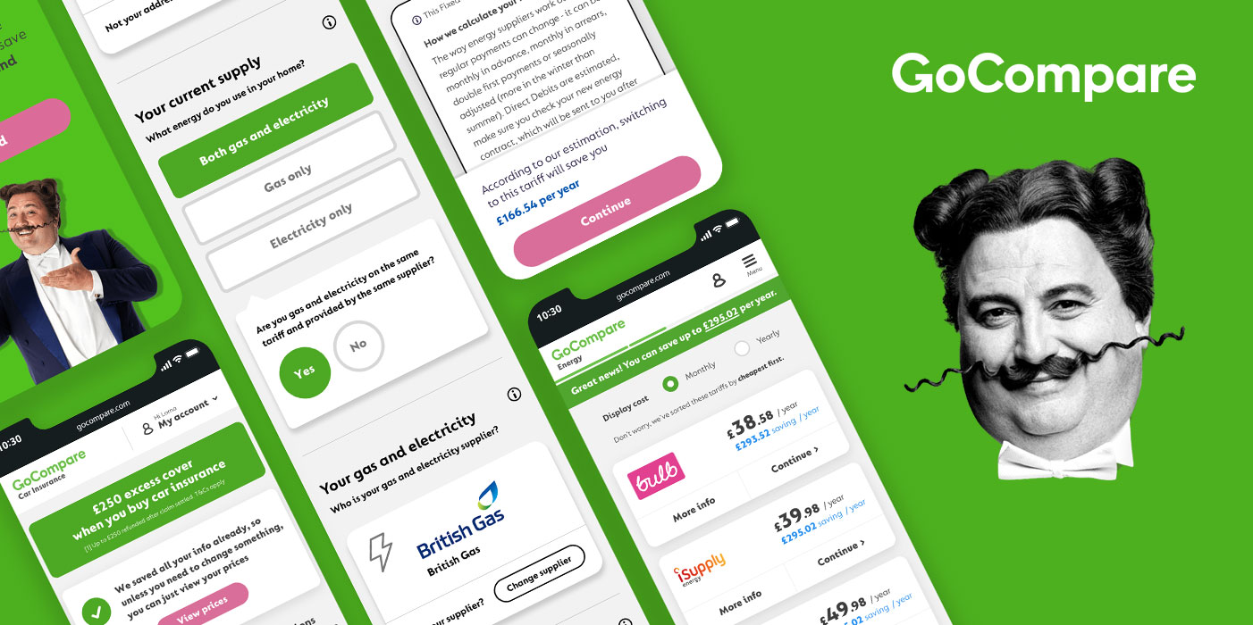 Image of GoCompare mobile UI designs