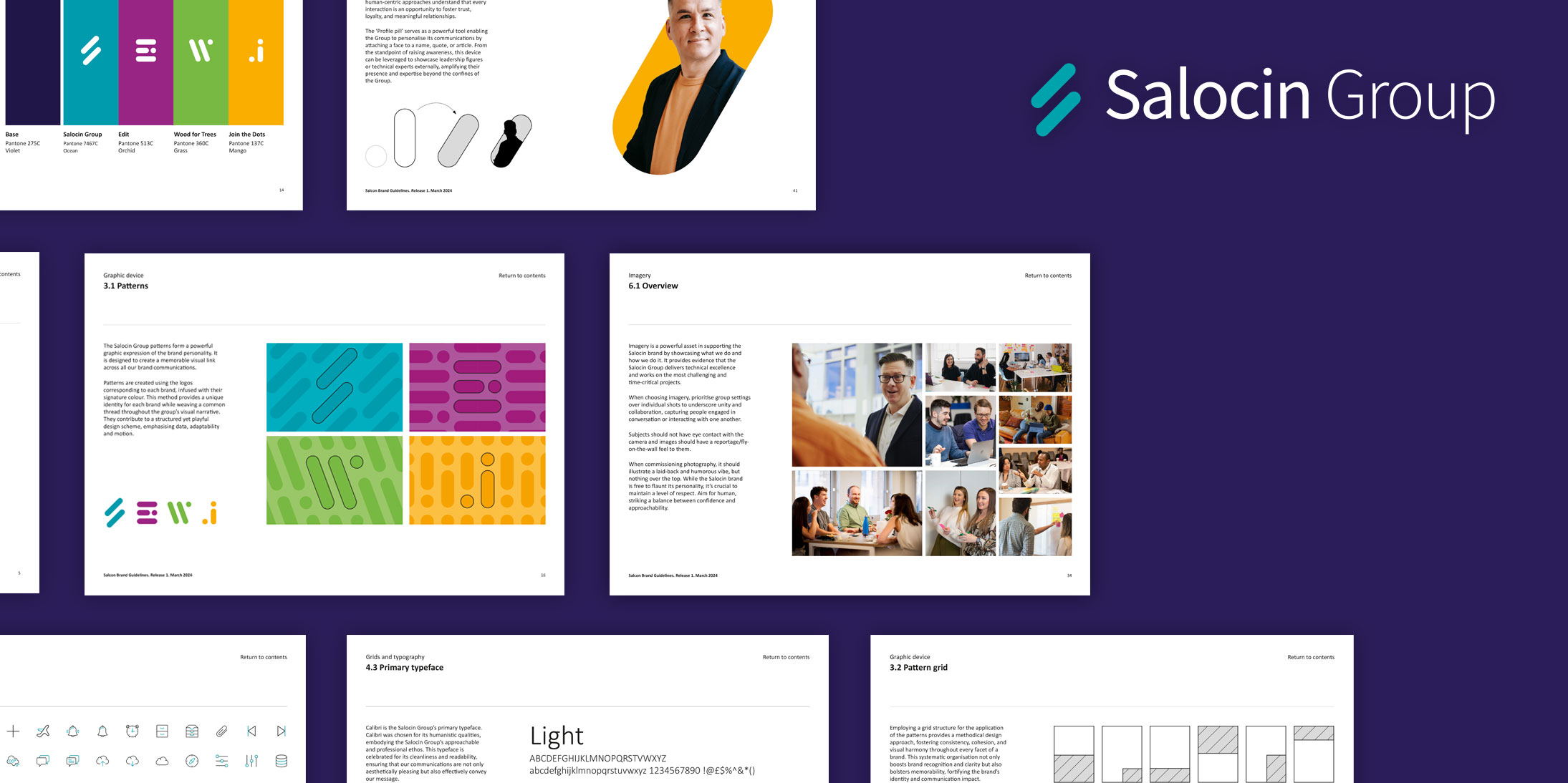 Image of pages taken from the Salocin Group brand guidelines
